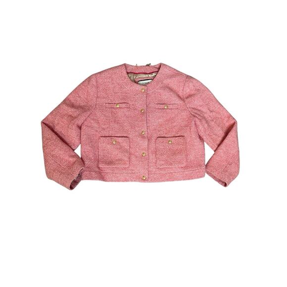 J.Crew Collection Cropped Boucle Lady Jacket Mario Bellucci® BJ941 Pink 16 - Picture 3 of 16